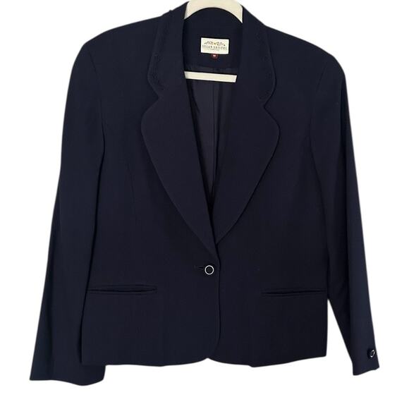 Susan Bristol VTG 100% Wool Blazer Women's 10 Navy Career Lined Pockets - Picture 1 of 8